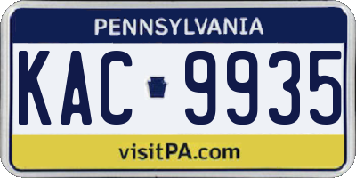 PA license plate KAC9935