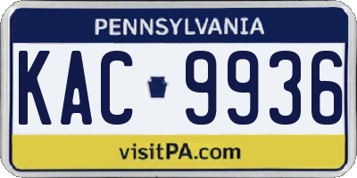 PA license plate KAC9936
