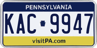 PA license plate KAC9947