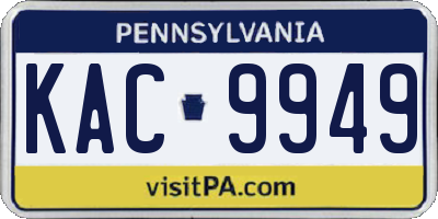 PA license plate KAC9949