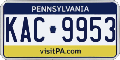 PA license plate KAC9953