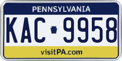 PA license plate KAC9958