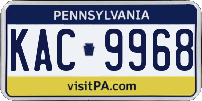 PA license plate KAC9968