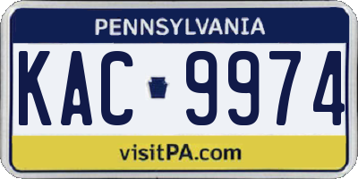 PA license plate KAC9974