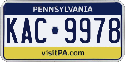 PA license plate KAC9978