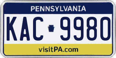 PA license plate KAC9980