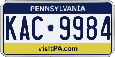 PA license plate KAC9984