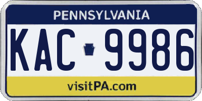 PA license plate KAC9986