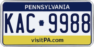 PA license plate KAC9988