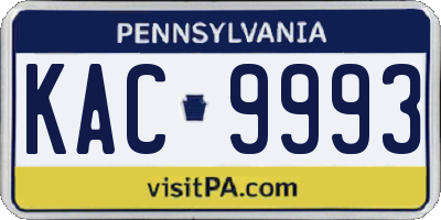 PA license plate KAC9993