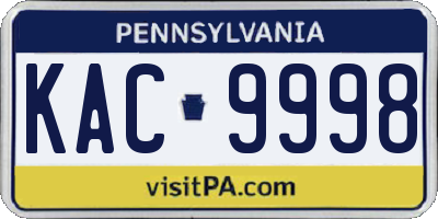 PA license plate KAC9998