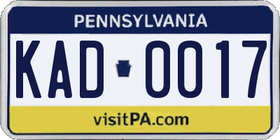 PA license plate KAD0017