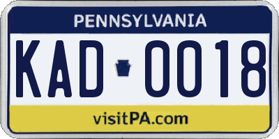 PA license plate KAD0018