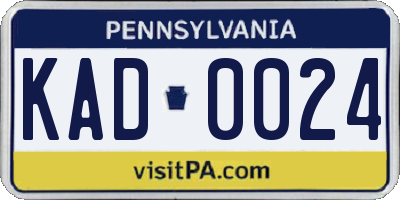 PA license plate KAD0024