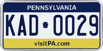 PA license plate KAD0029