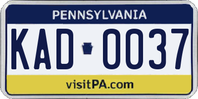 PA license plate KAD0037