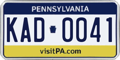 PA license plate KAD0041