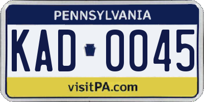PA license plate KAD0045