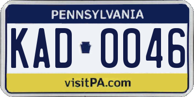 PA license plate KAD0046