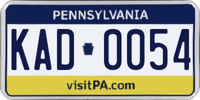 PA license plate KAD0054
