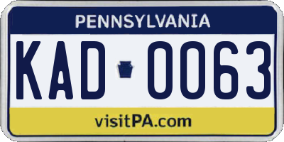 PA license plate KAD0063