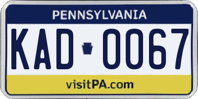 PA license plate KAD0067