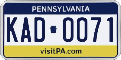 PA license plate KAD0071