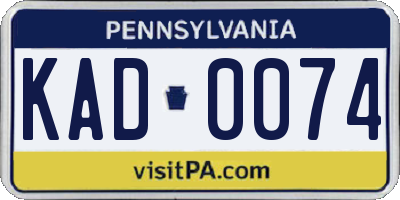 PA license plate KAD0074