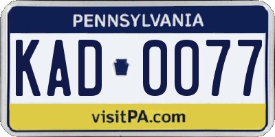 PA license plate KAD0077