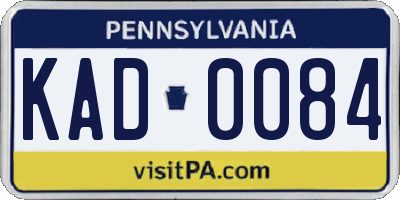 PA license plate KAD0084
