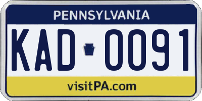 PA license plate KAD0091