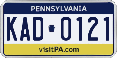 PA license plate KAD0121