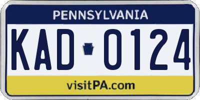 PA license plate KAD0124