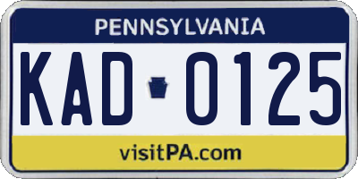 PA license plate KAD0125