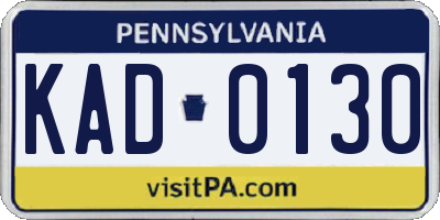 PA license plate KAD0130