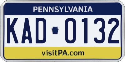 PA license plate KAD0132