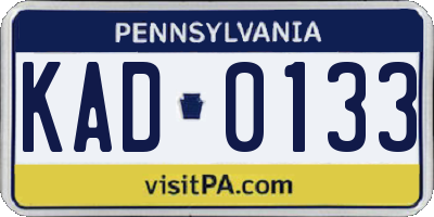 PA license plate KAD0133