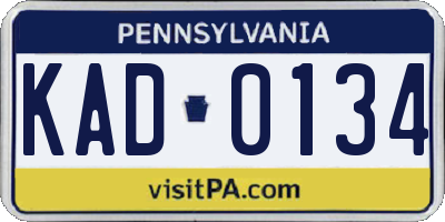 PA license plate KAD0134