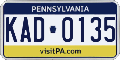 PA license plate KAD0135