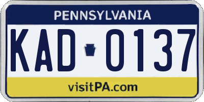 PA license plate KAD0137