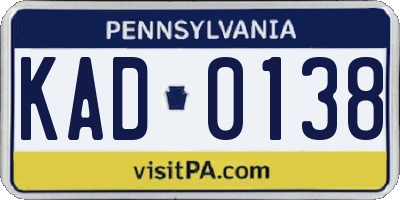 PA license plate KAD0138