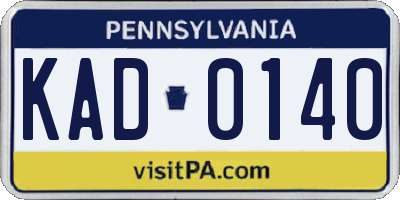 PA license plate KAD0140