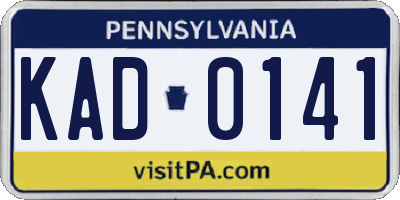 PA license plate KAD0141