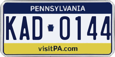 PA license plate KAD0144