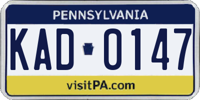 PA license plate KAD0147