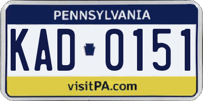 PA license plate KAD0151