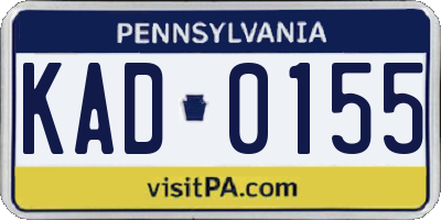 PA license plate KAD0155