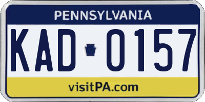 PA license plate KAD0157