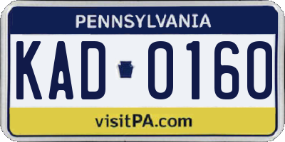 PA license plate KAD0160