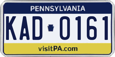 PA license plate KAD0161